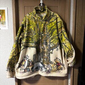Disney Winnie the Pooh Fleece Jacket Sweater Size XL Rare Sold Out Cozy Unisex